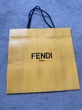 Authentic Fendi Yellow paper bag with Black Logo